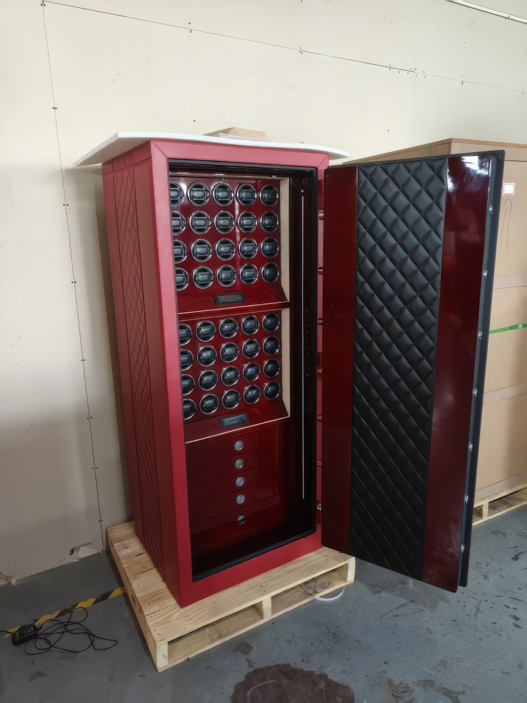 Kronberg Grand Cabinet XL in crimson lacquer — Peak Residence, Hong Kong 2024