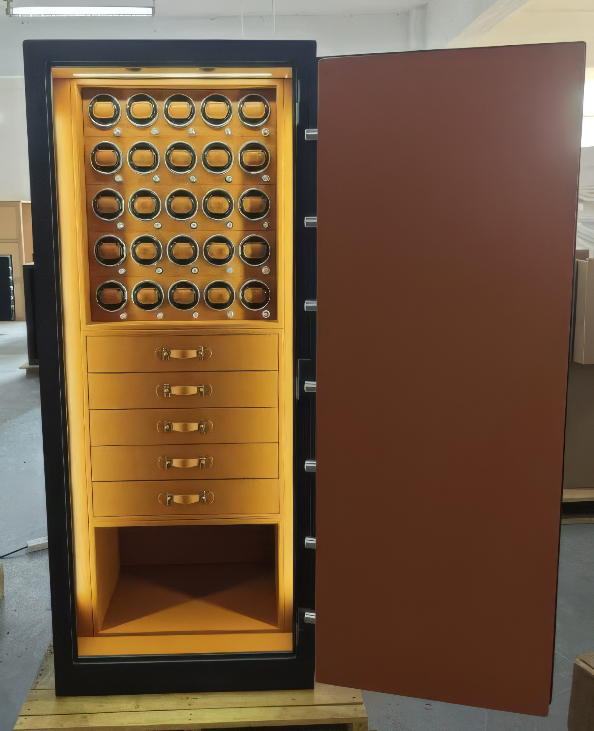 Kronberg Grand Cabinet XL Amber and Noir with matte anthracite exterior and amber velvet interior — Palm Jumeirah, Dubai 2024